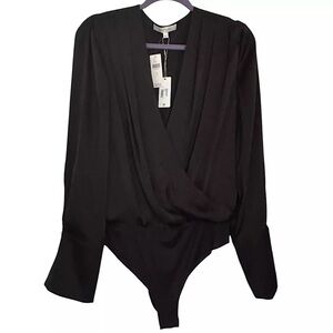 NWT Favorite Daughter The Chiffon Date Bodysuit Black Women’s Size Large